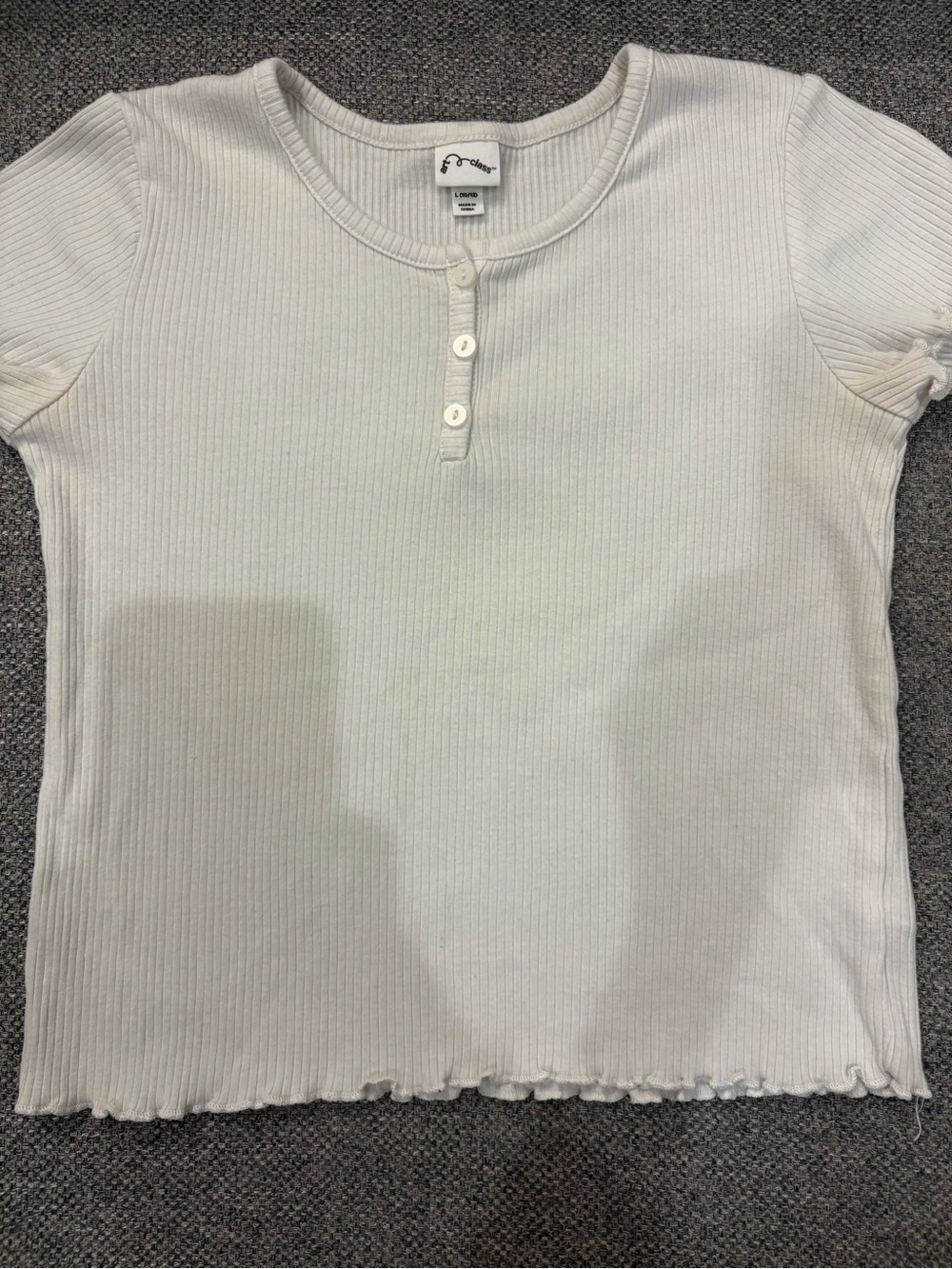 art class White Ribbed Button-Front Tee